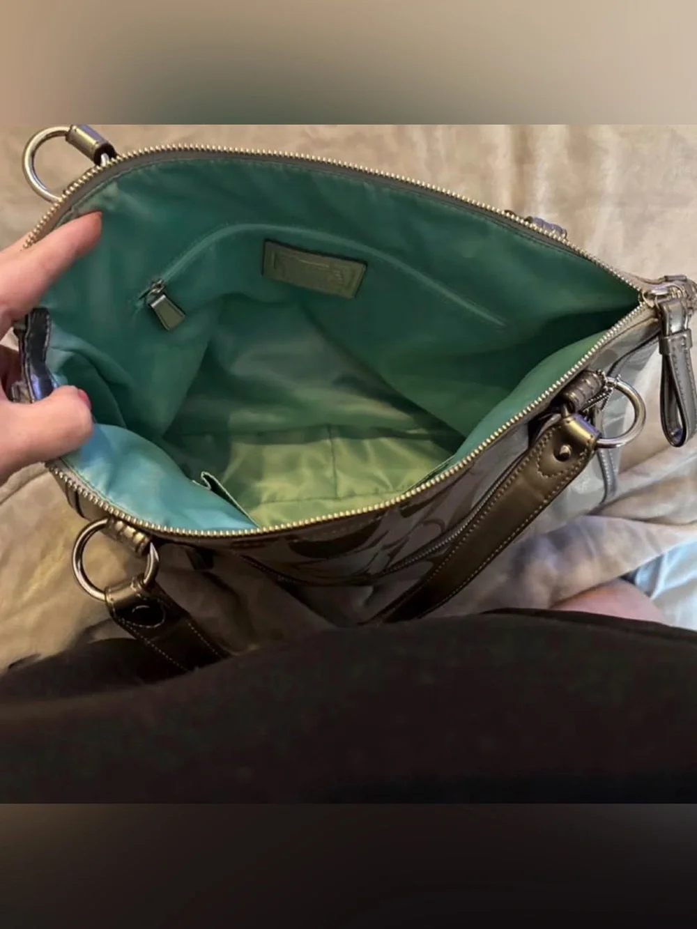 Coach Poppy Signature Metallic Tote Bag